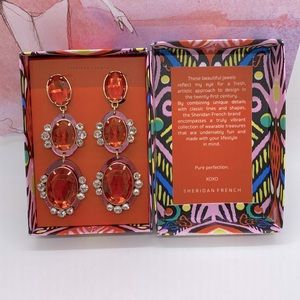 Sheridan French Orange Oval Drop Earrings New